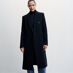 Dark Navy Tailored Wool Coat